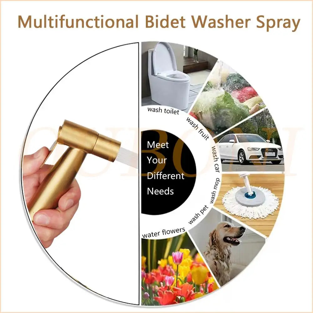 Afralia™ Brushed Gold Bidet Faucet Hand Spray Wall Mounted Dual Water Way Mixer