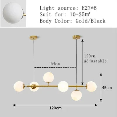 Afralia™ Nordic Glass Ball Chandelier: Elegant LED Pendant Lighting for Home Decor
