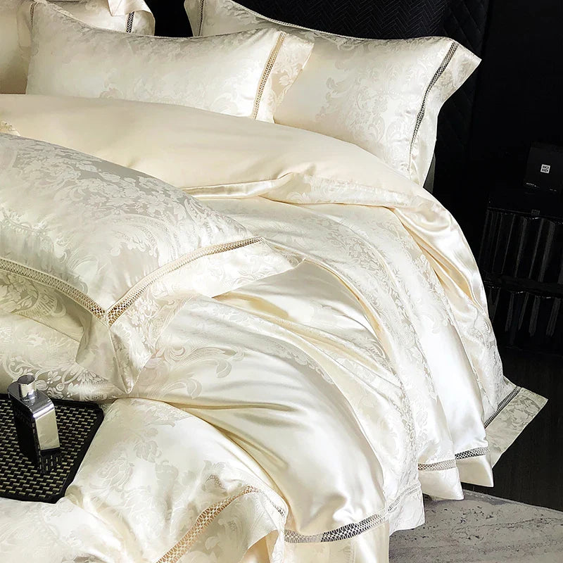 Afralia™ Luxury Brocade Jacquard King/Queen Bedding Set with Egyptian Cotton, Silky Soft Texture