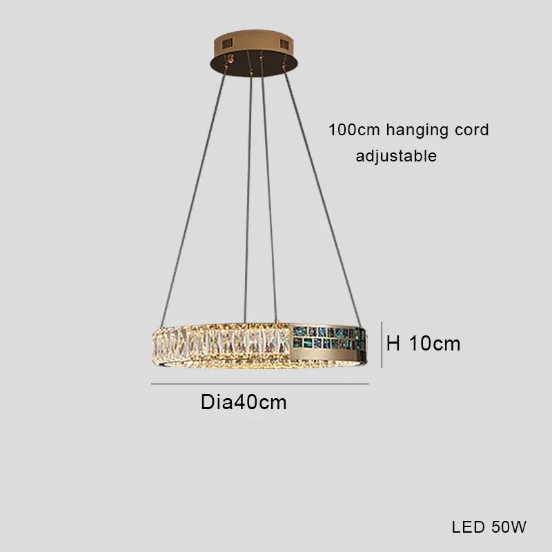 Afralia™ Crystal Ring Ceiling Chandelier | Stainless Steel | Luxury Home Decor