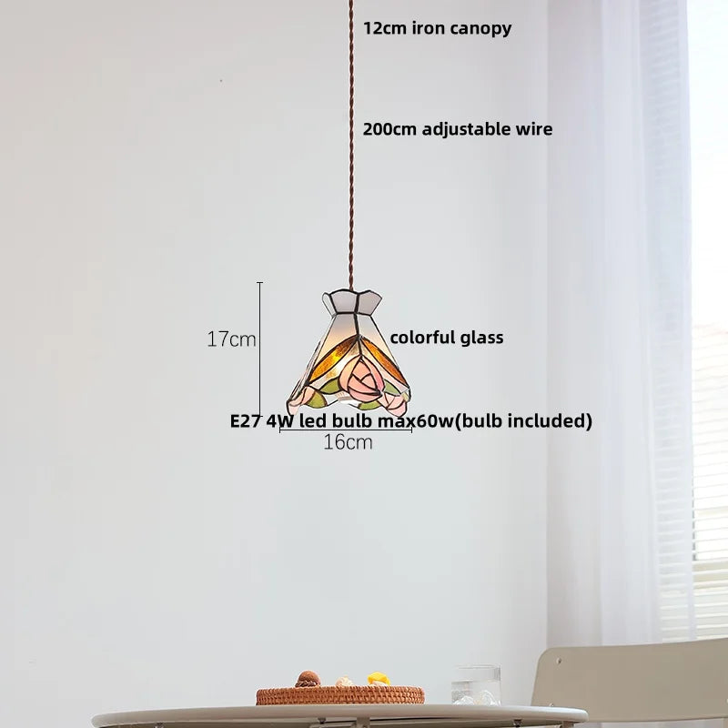 Afralia™ Tiffany Style Glass LED Pendant Lights for Dining Kitchen Restaurant Hallway