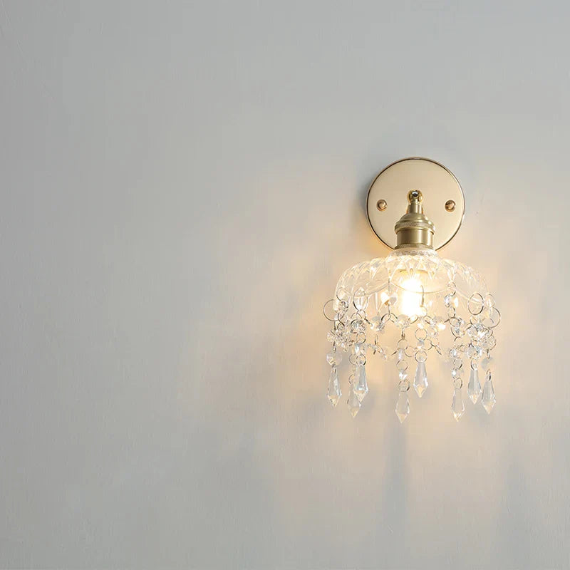 Afralia™ Rotatable Clear Glass LED Wall Lamp with Pull Chain Switch