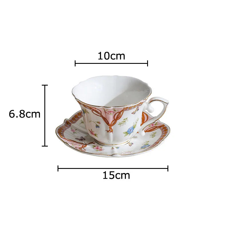Afralia™ Wheat Lace Ceramic Cup & Saucer Set for Elegant Dining and Enjoying Beverages