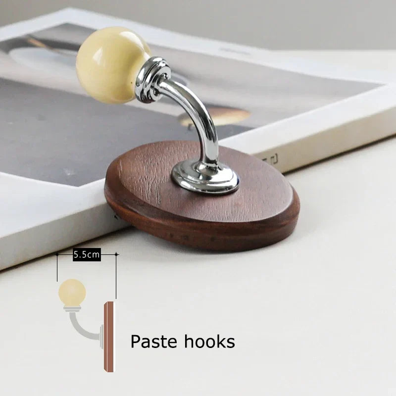 Afralia™ Walnut Wood Bending Hook Wall Storage Organizer