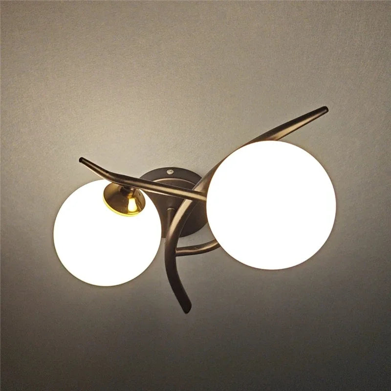 Afralia™ Nordic Iron Wall Lamps with Glass Ball Decor, LED Bedroom Light Fixtures.