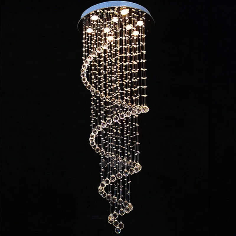 Afralia™ Luxury K9 Crystal Chandelier for Double Staircase and Living Room Lighting