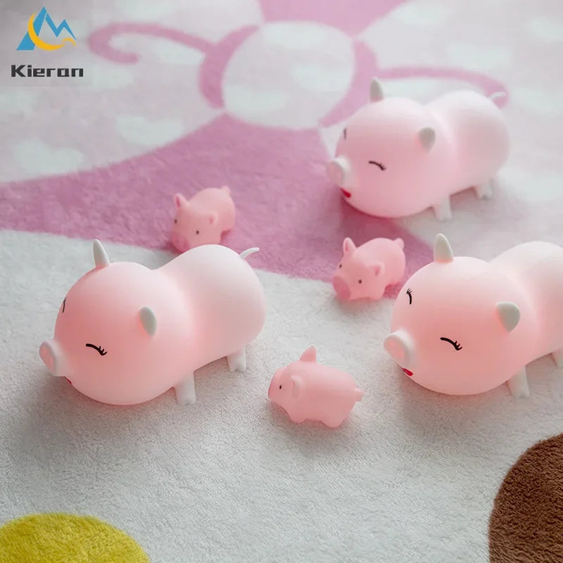 Afralia™ Pig Silicone LED Night Light - Modern Cartoon USB Floor Lamp