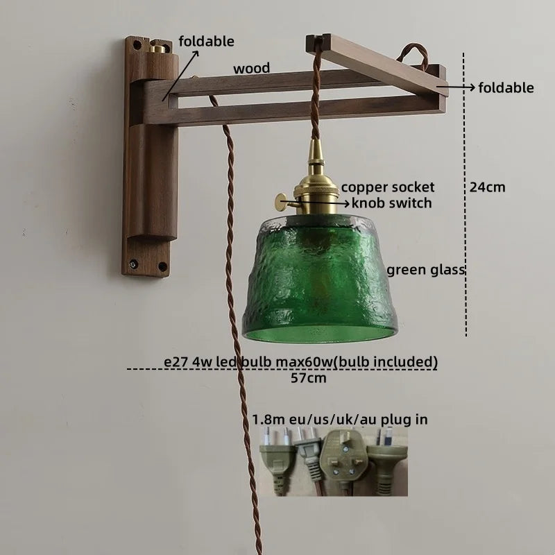 Afralia™ Ceramic Walnut Wall Sconce with Knob Switch for Bedroom Living Room