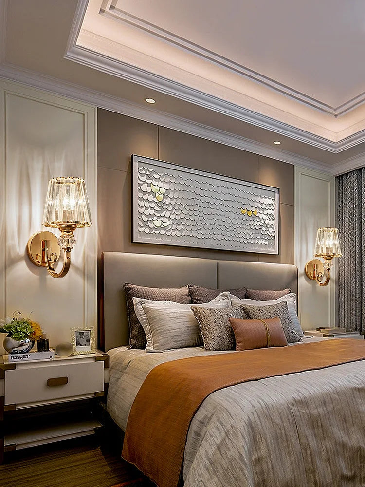 Afralia™ Crystal Wall Lamp: Modern Simple Luxury for Bedroom Staircase Living Room TV Background