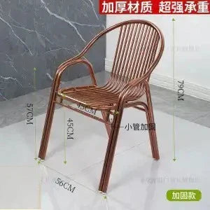 Afralia™ Stainless Steel Hollow Backrest Chair for Outdoor, Balcony, Dining - Single
