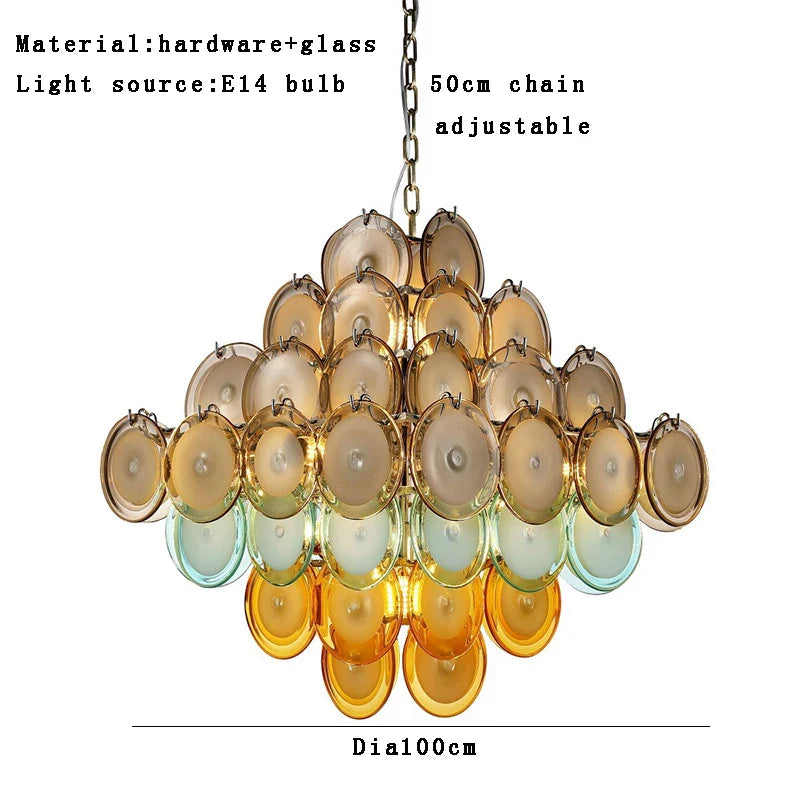 Afralia™ Colorful Glass LED Ceiling Chandelier: Vintage Pendant Home Decoration for Living Room