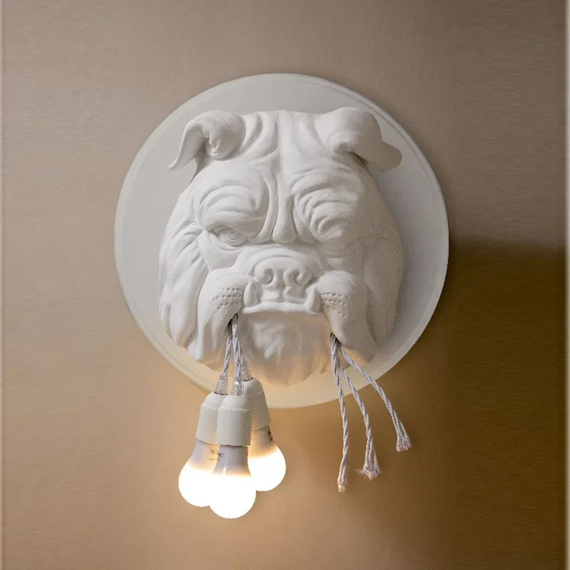 Afralia™ Bulldog Resin Wall Lamp for Stylish Home Decor Lighting