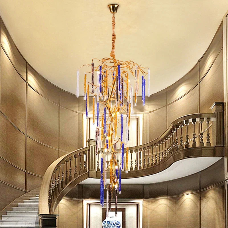 Afralia™ Crystal Pendant Chandelier - Elegant Ceiling Light for Villa Stairwell & Hotel