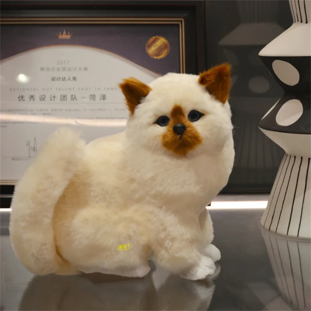 Afralia™ Realistic Cat Doll Home Decoration Figure Plush Kitten Statue Birthday Gift