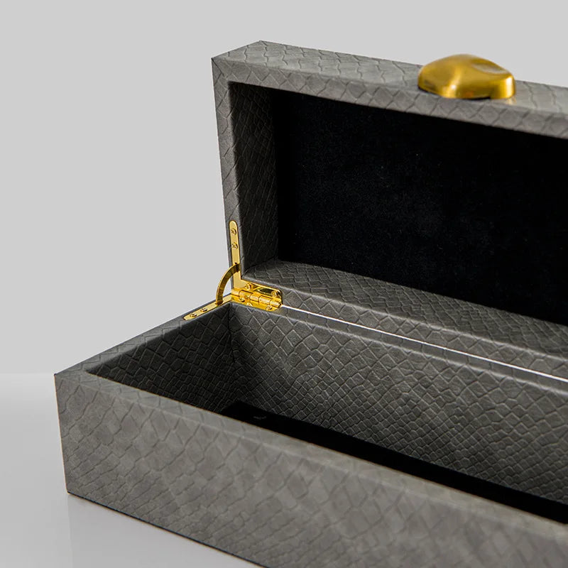 Afralia™ Golden Stone Handle Leather Jewelry Box: Elegant Desktop Storage Container for Home Decor