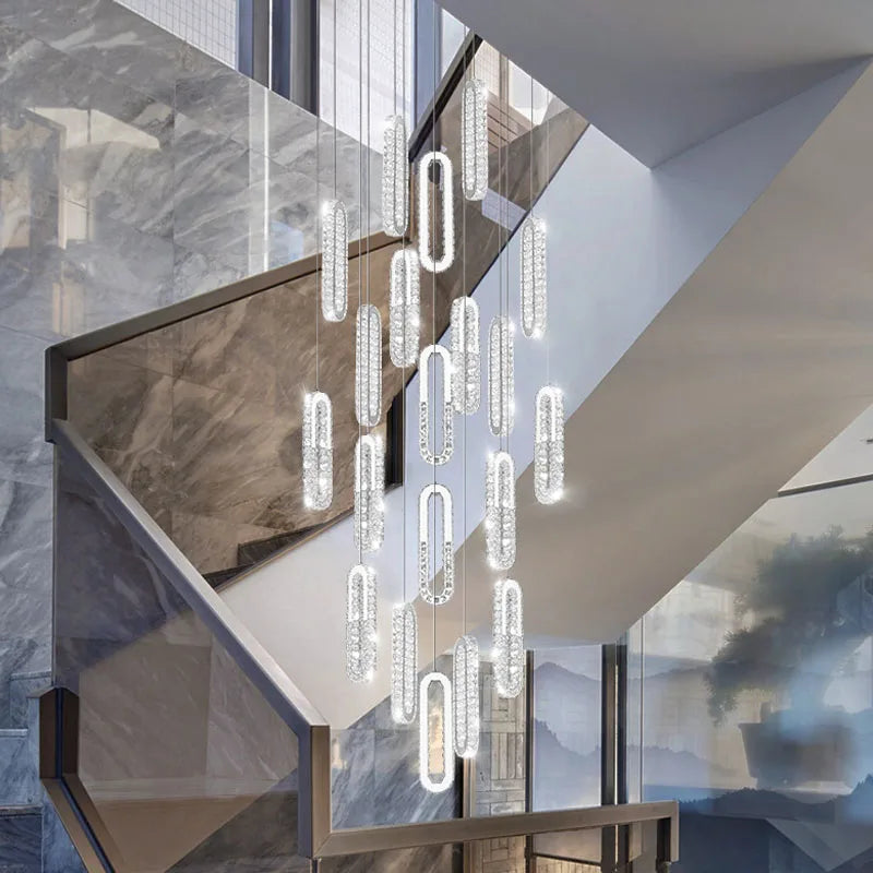Afralia™ Crystal LED Chandelier: Modern Luxury Long Lighting Fixtures for Living Room Staircase