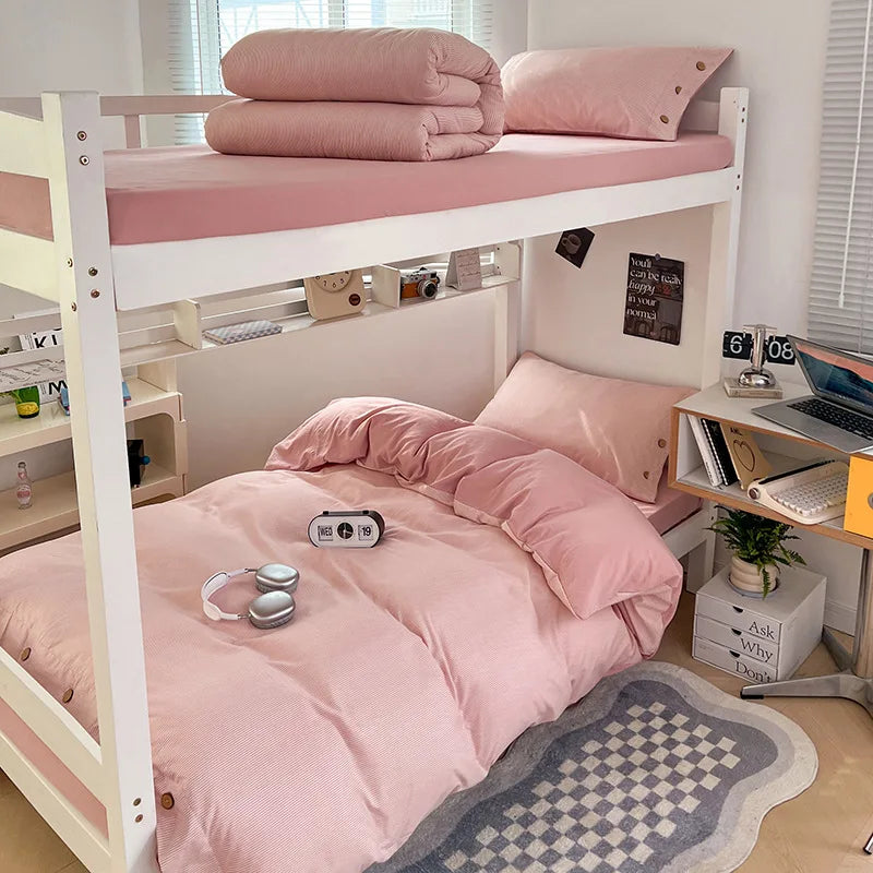 Afralia™ Nordic Solid Color Fitted Sheet Bedding Set - Skin Friendly & All Season Bed Linens