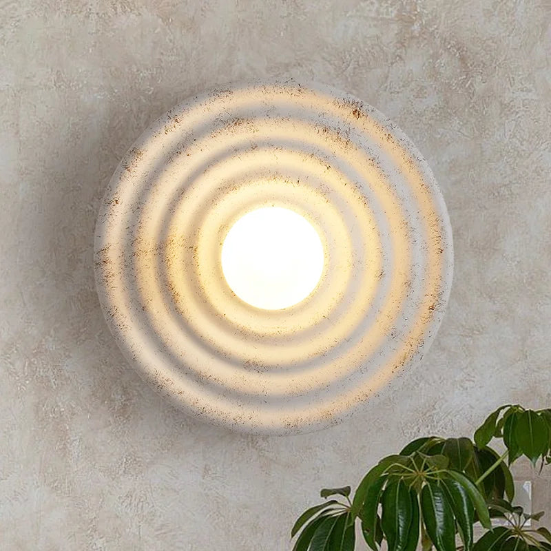 Afralia™ Wabi-sabi Round Circle LED Wall Lamp for Japanese Style Decor