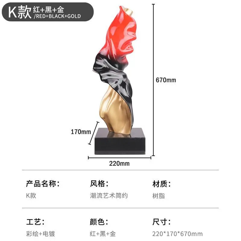 Afralia™ Abstract Art Ribbon Sculpture for Large Living Room Floor Decoration