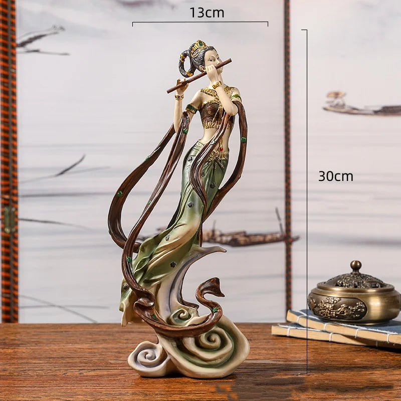 Afralia™ Chinese Goddess Fairy Sculpture Musical Instrument Home Decor Figurine