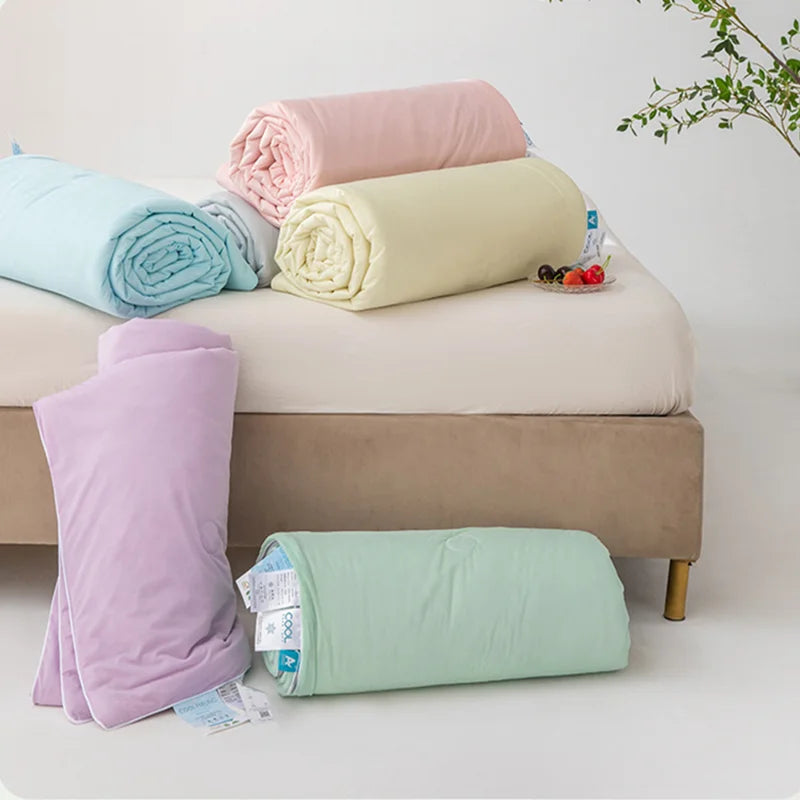 Afralia™ Silky Satin Summer Cooling Blanket Thin Quilt Lightweight Breathable Comforter