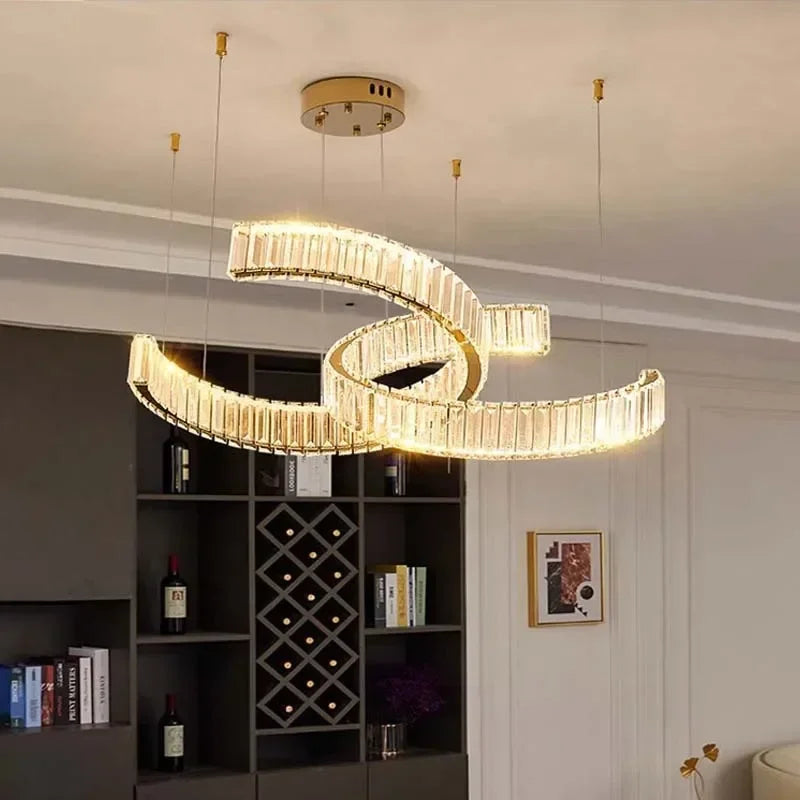 Afralia™ Gold Crystal LED Chandeliers for Home Living Dining Room Lighting