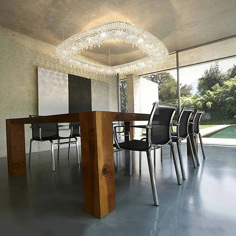 Afralia™ Clear Crystal Art Deco Chandelier for Indoor Lighting in Dinning Rooms, Hotels & Restaurants