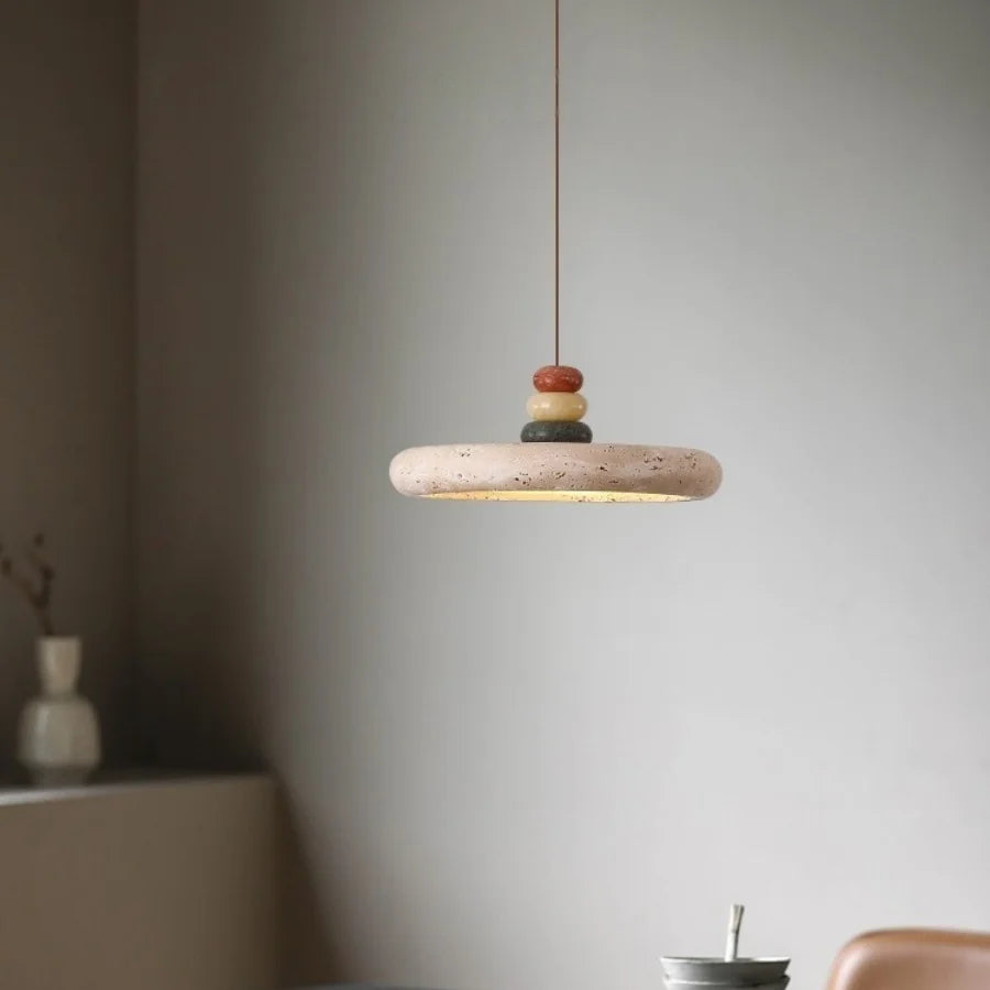 Afralia™ Yellow Travertine LED Pendant Lamp for Dining Room, Kitchen & Reading