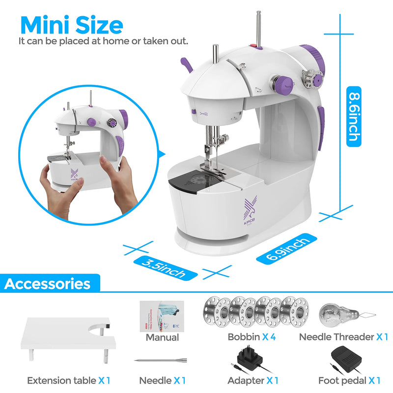 Afralia™ Mini Electric Sewing Machine 2022 Dual Speed Light Foot AC100-240V Double Threads