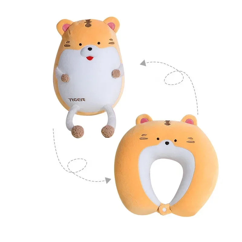 Afralia™ Cute Plush Animal Neck Pillow for Comfortable Travel & Office Rest