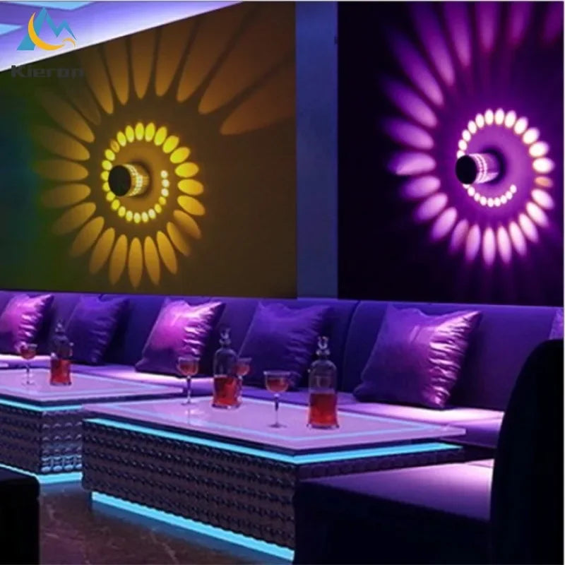 Afralia™ Spiral LED Wall Lamp for Living Room Bedroom KTV Hotel Decor