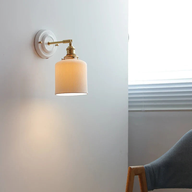 Afralia™ White Ceramic Modern Wall Lamp Beisde Bedroom Living Room Bathroom Mirror Light