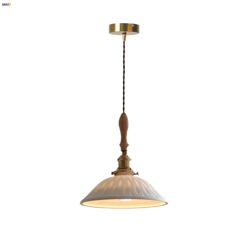 Afralia™ Nordic Ash Wood LED Pendant Lamp Copper Indoor Lighting