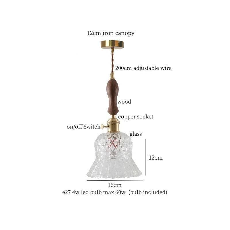 Afralia™ Amber Glass LED Hanging Lamp Japanese Vintage Pendant Lights for Bar Loft
