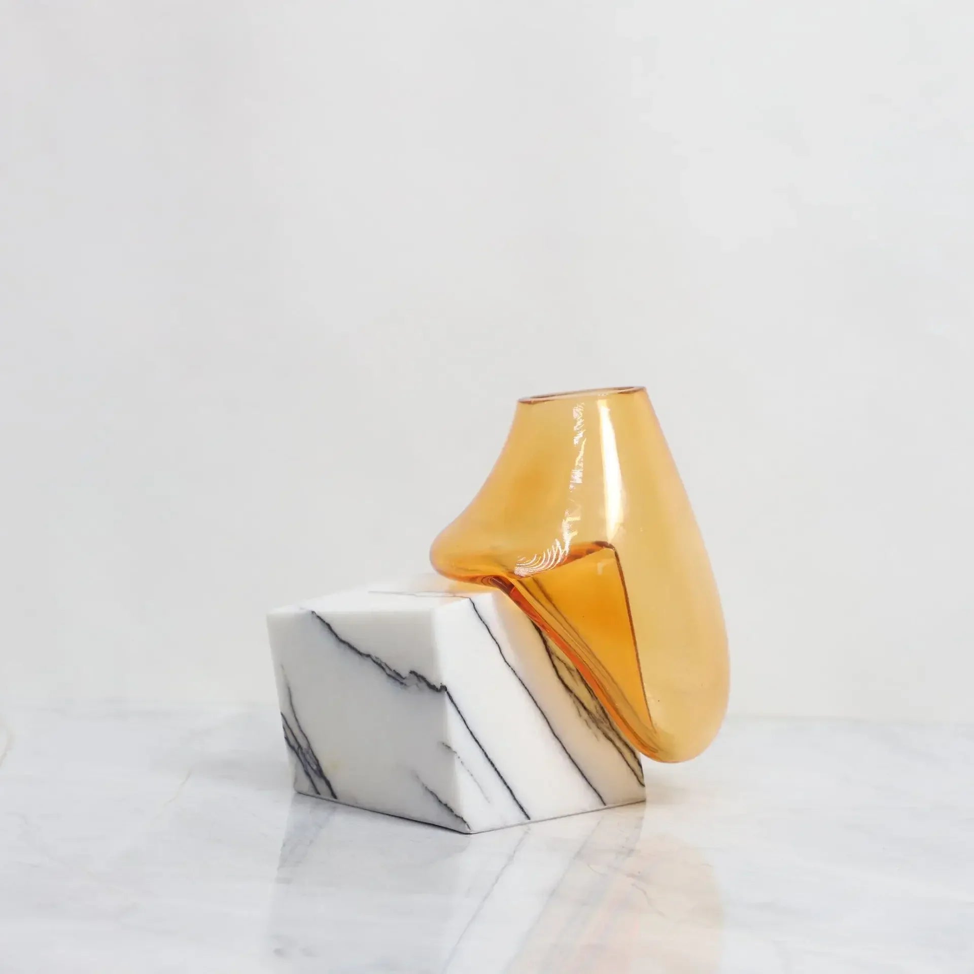 Afralia™ Glass Vase with Marble Base for Elegant Floral Arrangements & Home Décor