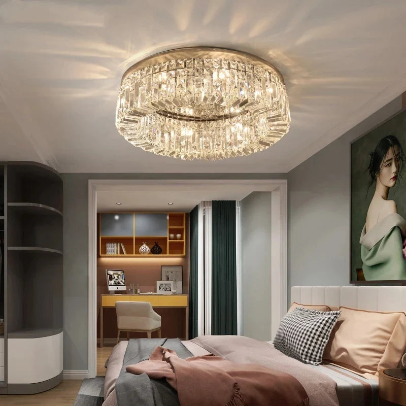 Nordic Gold Chrome Crystal Chandelier by Afralia™: Modern LED Ceiling Light for Living Room & Bedroom