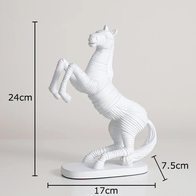 Afralia™ Striped Rope Horse Sculpture: Modern Resin Desk Ornament for Room Aesthetic Decor