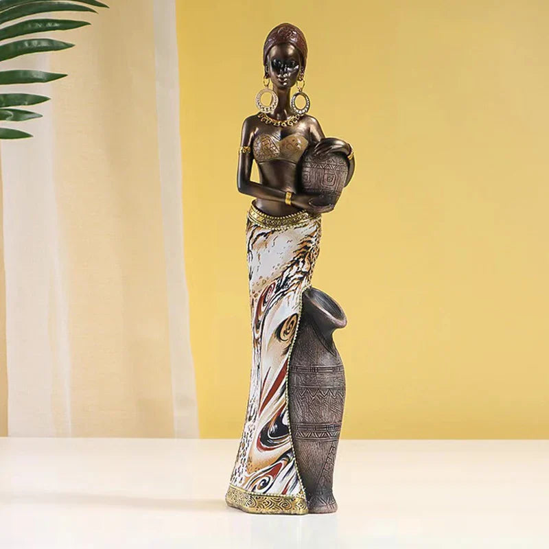 Afralia™ Resin African Style Women Sculpture Collection for Interior Decor