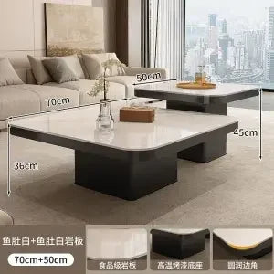 Afralia™ Living Room Coffee Table Set Rock Square Modern Minimalist Black Combination.