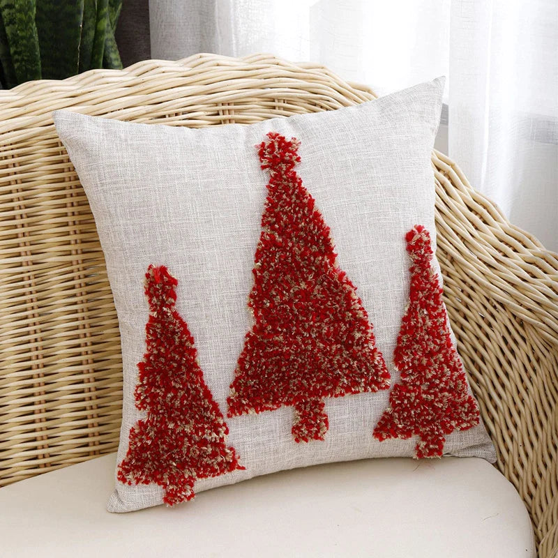 Afralia™ Christmas Tree Tufted Pillow Cover 45x45cm Home Decoration Living Room