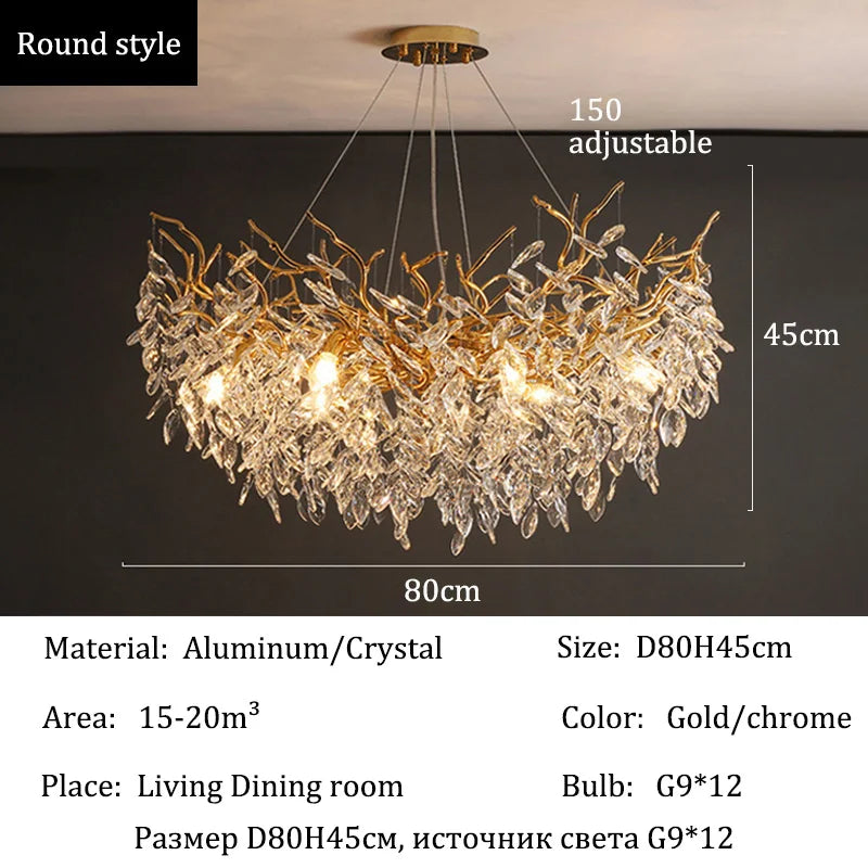 Afralia™ Crystal Chandeliers: Villa Living Dining Room Lighting Fixture