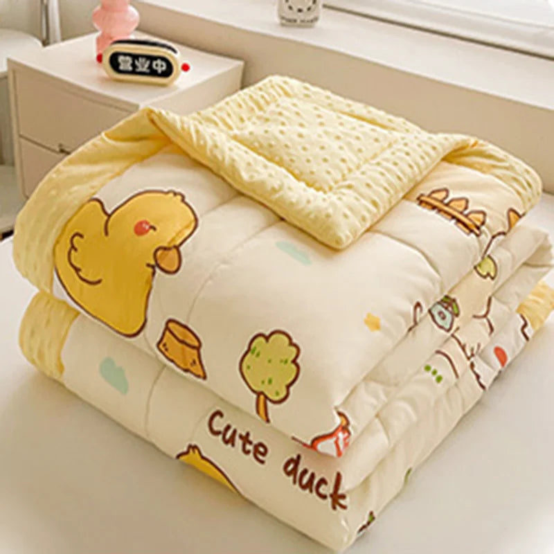 Afralia™ Cartoon Pattern Summer Comforter: Skin-Friendly Breathable Quilt for Kids & Adults