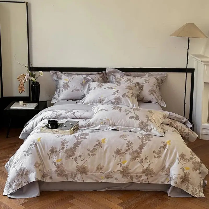Afralia™ Vintage Rose Flowers Bedding Set, 1000TC Egyptian Cotton, 4Pcs