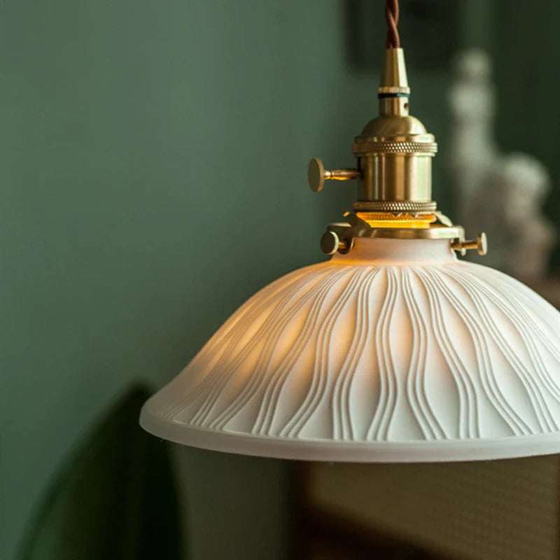 Afralia™ White Ceramic Pendant Light: Vintage LED Hanging Lamp for Home Decor