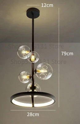 Afralia™ Glass Ball LED Chandelier: Modern Long Pendant Lighting for Living Room and Shop