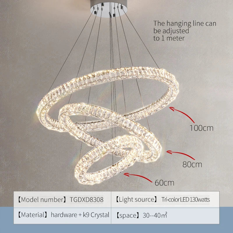 Afralia™ Crystal Chandelier Ring - Elegant Light Luxury for Living Room, Dining Room & Bedroom
