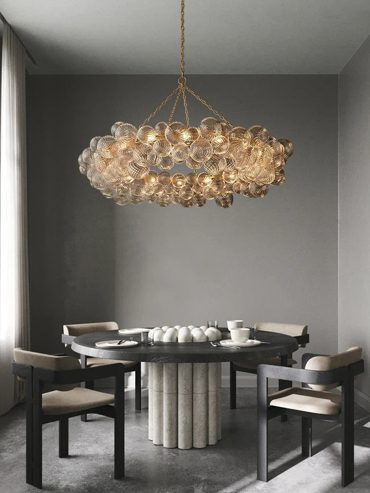 Afralia™ Glass Bubble Gold Chandelier LED Pendant Light for Dining Room