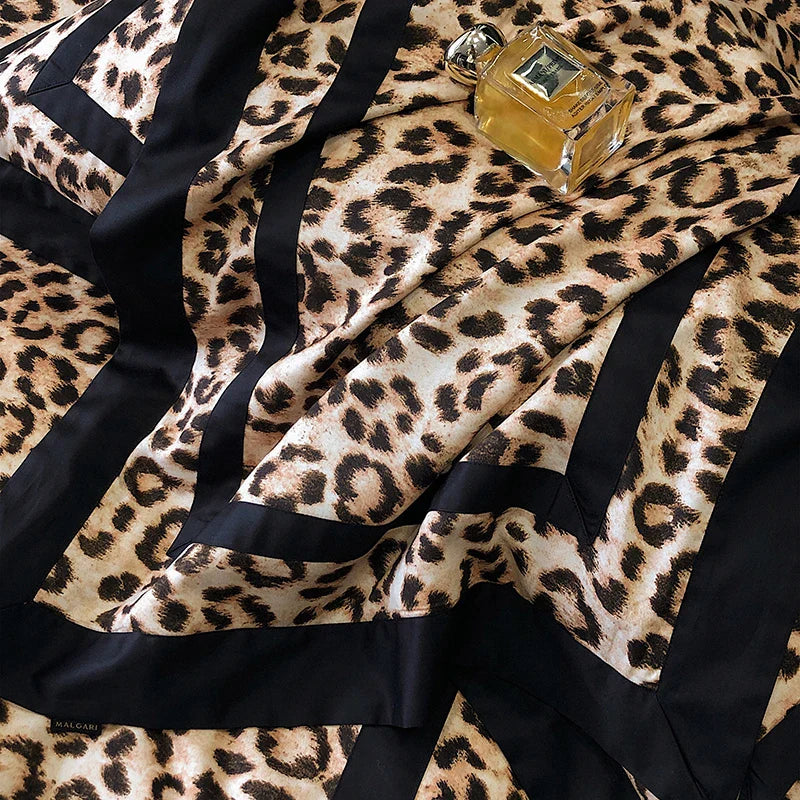 Afralia™ Leopard Print Lyocell Cotton Bedding Set, Luxury Duvet Cover, Sheet & Pillowcases