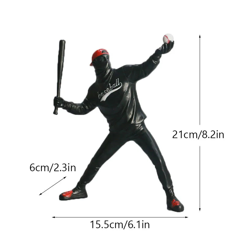 Afralia™ Resin Baseball Bat Thrower Sculptures Statue Collection Pop Modern Art Crafts