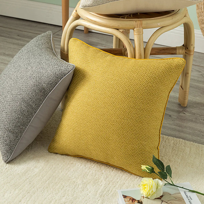 Afralia™ Solid Cotton Linen Cushion Cover - Luxe Crochet Throw Pillow for Sofa